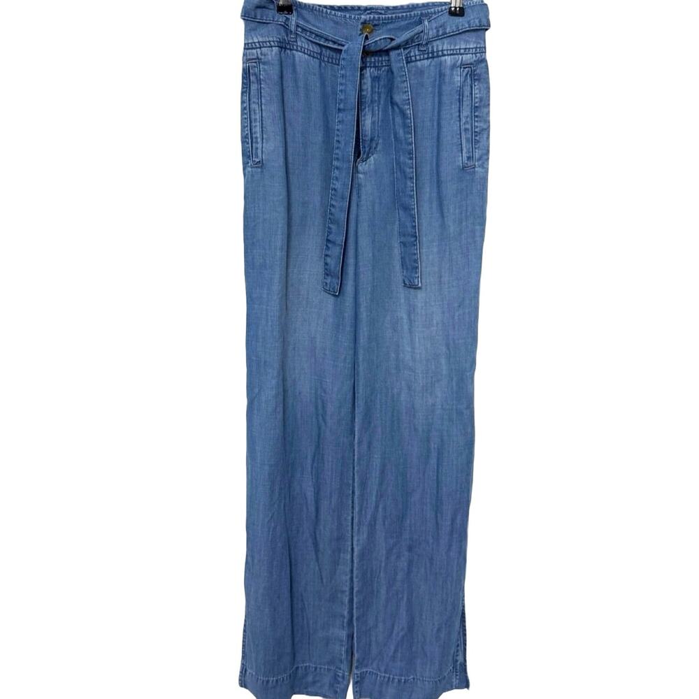 Anthropologie Cloth + Stone Wide Leg Belted Tencel Trousers Sz 25 jeans pants